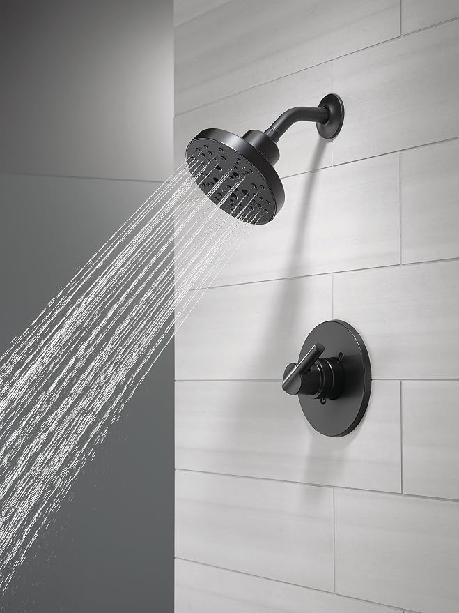 Delta Nicoli 14 Series H2Okinetic Shower Faucet Set, Matte Black Shower Head - Image 2
