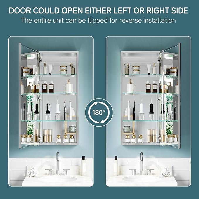 16"x36" Bathroom Mirror Medicine Cabinet, Aluminum Medicine Cabinet - Image 8