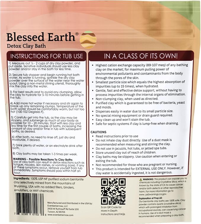 Blessed Earth Detox Clay Bath, 100% Pure Sodium Bentonite Therapeutic Grade – - Image 7