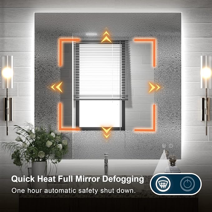 TETOTE 36x36Inch LED Backlit Bathroom Mirror - Image 5