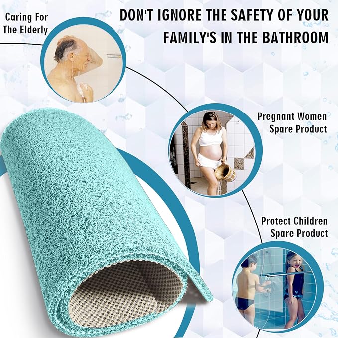 godehone Shower Mats Non Slip Without Suction Cups, PVC Loofah Bathroom Mats - Image 3