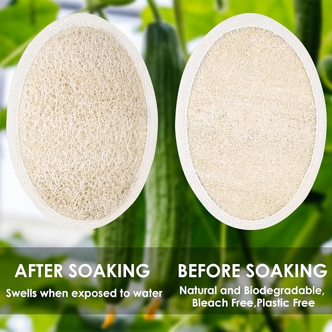 Natural Loofah Sponge, 2 Pack Exfoliating Body Scrubber - Image 5