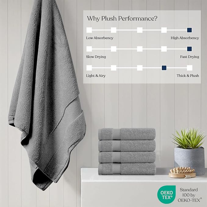 Delara 100% Organic Cotton Towels 650 GSM Plush Feather Touch Quick Dry Bath - Image 4