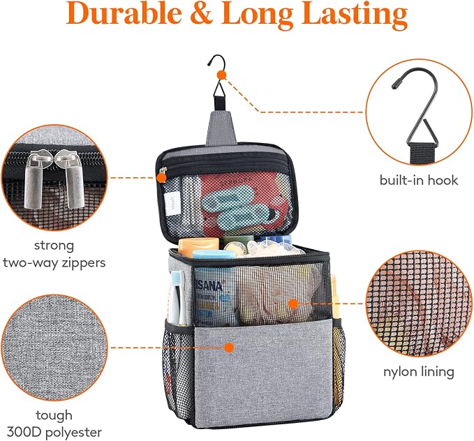 Lifewit Mesh Shower Caddy Bag Portable College Dorm Room Essentials Caddy Tote - Image 3