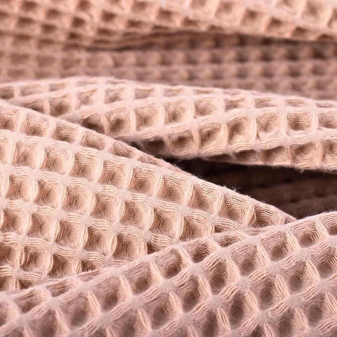 PÜSKÜL Waffle Kitchen & Hand Towel Organic 100% Turkish Cotton Set of 3 Beige - Image 4