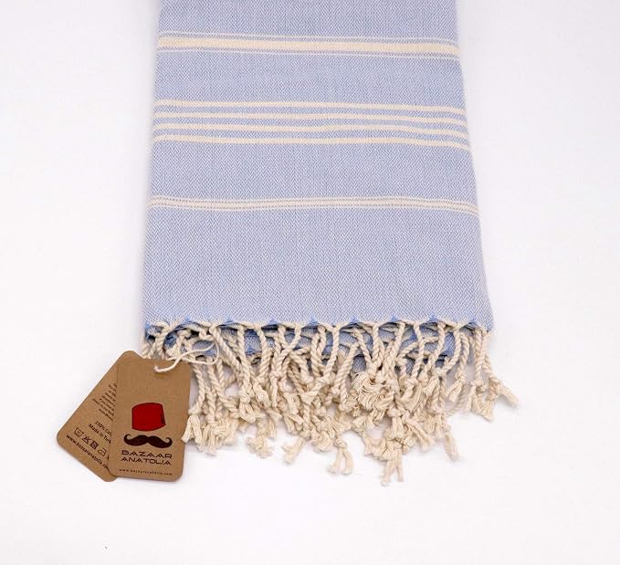 Bazaar Anatolia Slim Line Turkish Towel 100% Cotton Peshtemal Beach Towel 76x38 - Image 5