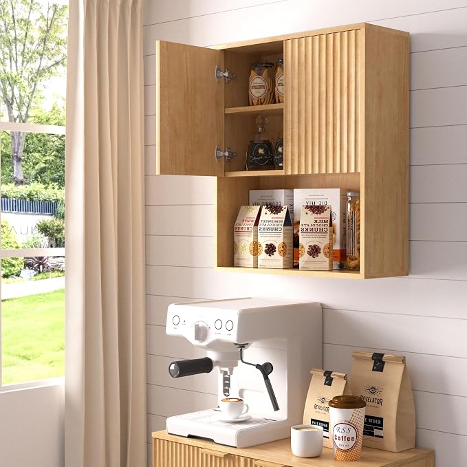 Fluted Bathroom Wall Cabinet Over The Toilet Storage, Wall Mounted Cabinet - Image 8