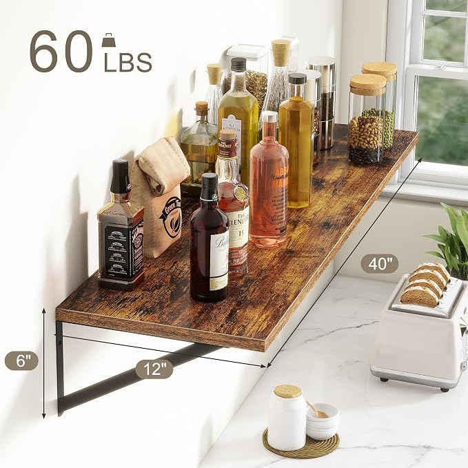 Fun Memories 40 Inch Floating Shelves, 12 Inch Deep Wall Shelf, 40 x 12 - Image 3