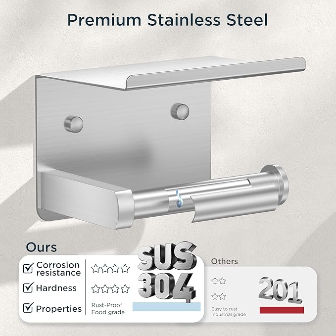 FORIOUS Bathroom Hardware Accessories Set, SUS304 Stainless Steel Towel Bar Set - Image 6