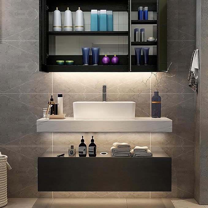 40" Floating Bathroom Vanity, Wall-Mounted Storage Cabinet Single Piece Set by COGITIL
