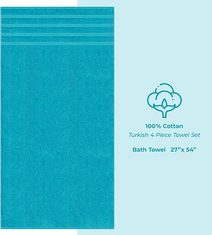 American Soft Linen Luxury 4 Piece Bath Towel Set, 600 GSM 100% Cotton Turkish - Image 5