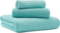 New Microfiber Waffle Bath Towels, 3 Pieces, Fast Drying, Lint Free, Includes by Unknown