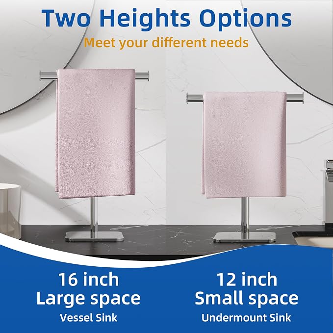 RUACQ T-Shape Hand Towel Holder Stand, Weighted Base Towel Rack, Countertop - Image 7