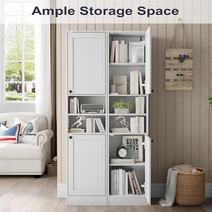 67" Tall Bathroom Cabinet with 2 Doors, Narrow Freestanding Floor Cabinet - Image 4