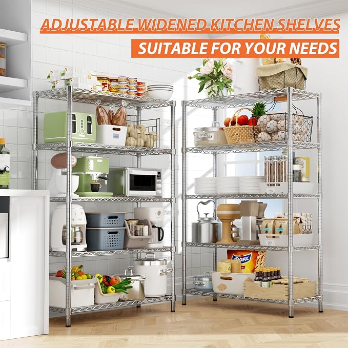 Storage Shelves Heavy Duty, 5-Tier Adjustable Metal Industrial Utility Shelf - Image 4