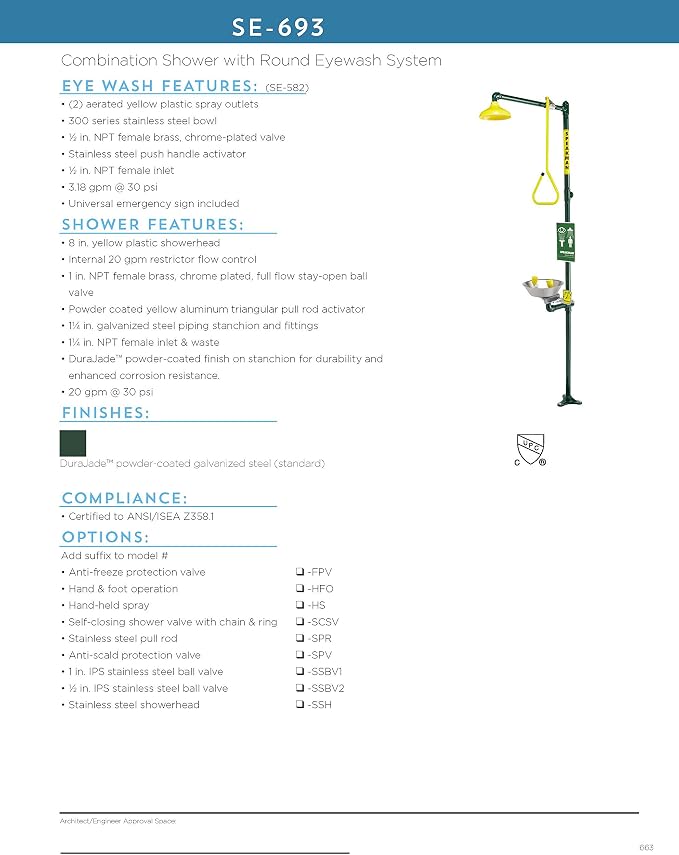 Speakman SE-693 Traditional Series Combination Emergency Eyewash and Shower - Image 3