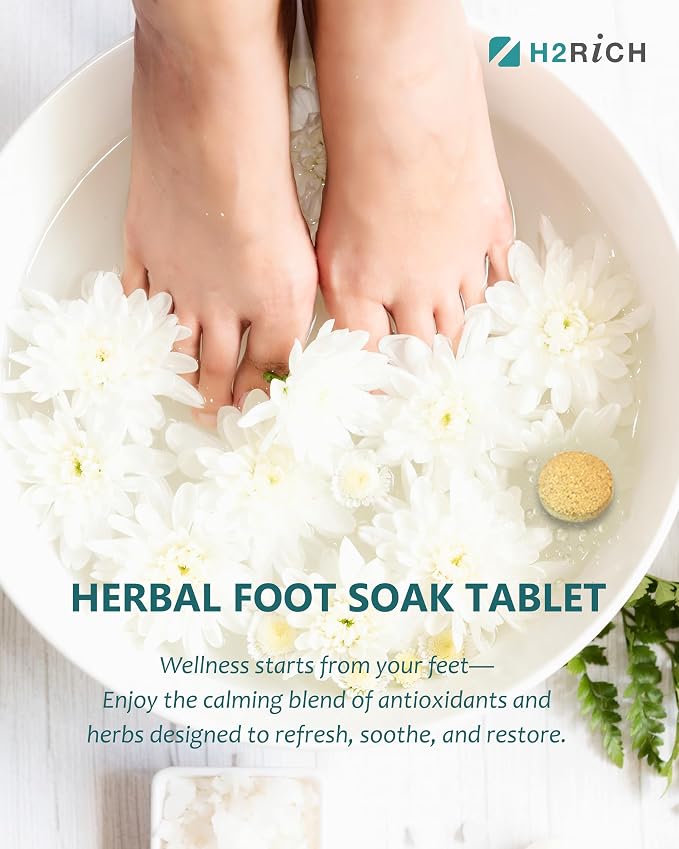 Hydrogen Foot Soak Effervescent Tablets 6 Pack | Ginger & Mugwort Herb Foot Bath - Image 2