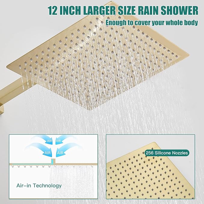 Hoimpro Shower System Set with 12 Inch Bathroom Rain Mixer Shower Head and - Image 7