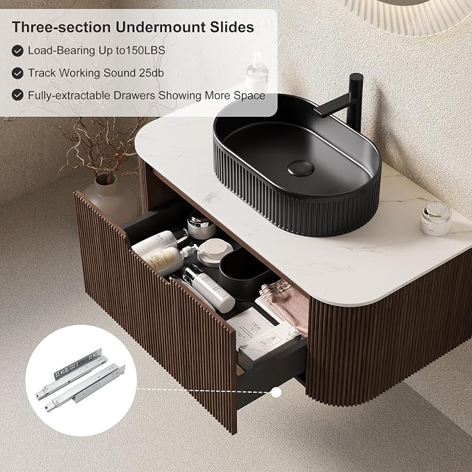 36 inch Bathroom Vanity with Sink, Wall-Mount Floating Bathroom Cabinet with - Image 5
