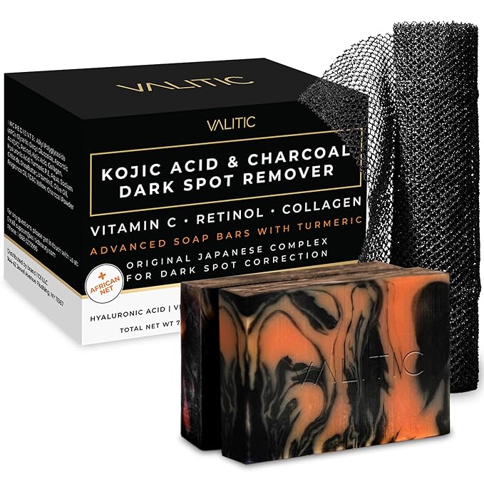 VALITIC Charcoal Kojic Acid Turmeric Black Soap Bar Dark Spot Remover by VALITIC