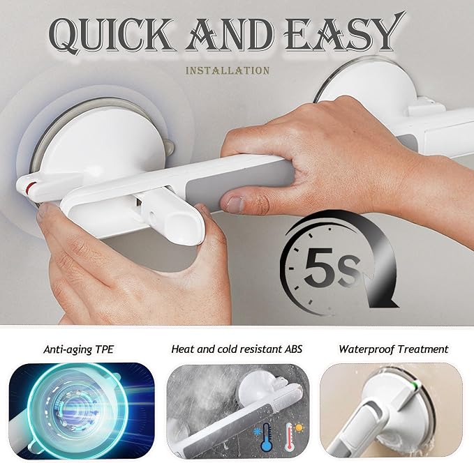 2 Pack Suction Cup Grab Bars for bathtubs and Showers Handles for Elderly - Image 3