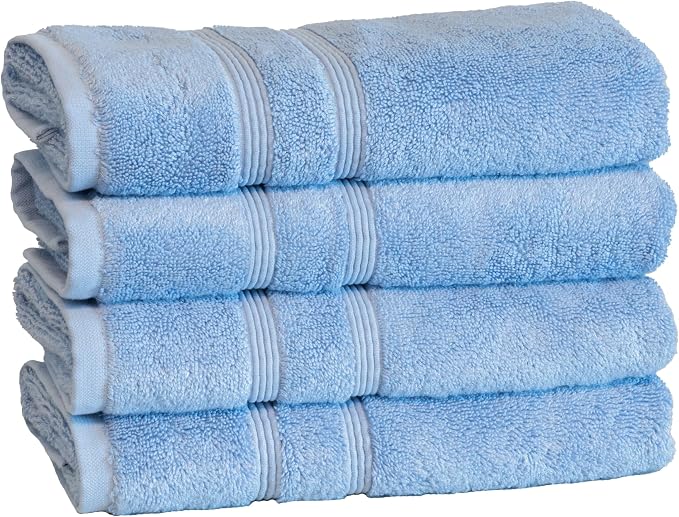 Mosobam Luxury Turkish Set of 4 Hand Towels 16X30 Allure Blue 700 GSM Bamboo by Mosobam