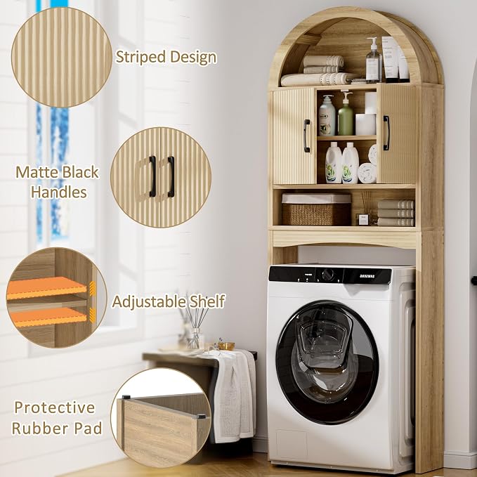 Spurgehom Over The Toilet Storage Cabinet, Bathroom Shelf Organizer Freestanding - Image 4