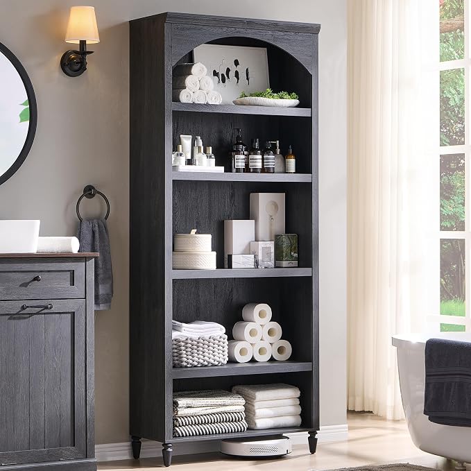 76" Tall Arched Bathroom Storage Cabinet, 5 Tiers Large Farmhouse Arched by IFBUYFarmhouseFurniture