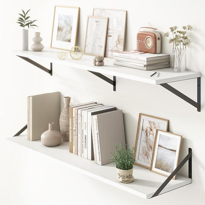 Floating Shelves 48 Inch Long, Wide Large Display Storage Shelves by FunMemories