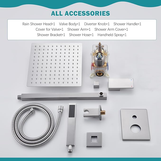 Brushed Nickel Shower System, Shower Faucet Set - Image 8