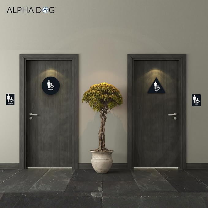 ALPHA DOG ADA SIGNS Bathroom Bundle: Men's Women's Restroom Signs, ADA - Image 4