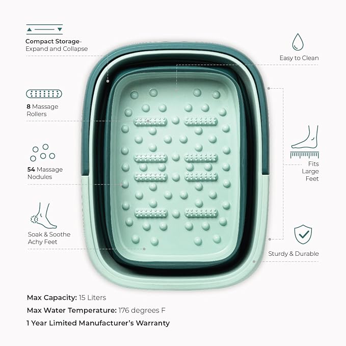 Mantello Collapsible Foot Bath Foot Soaking Tub | Portable Foot Spa Pedicure - Image 2