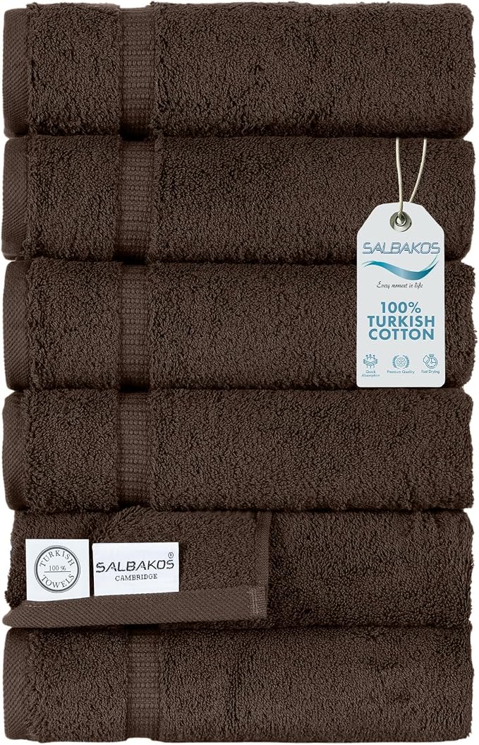 SALBAKOS 100% Turkish Cotton Hand Towel Set of 6 16x30 inch | Heirloom Quality by SALBAKOS