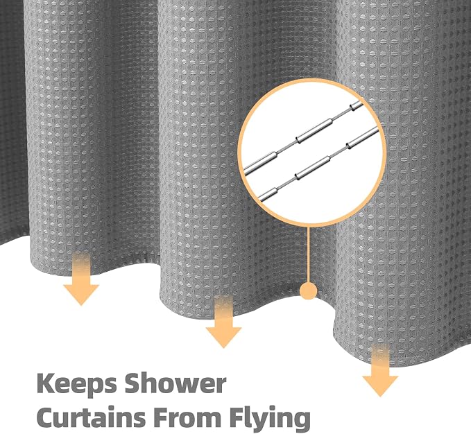 LaCyan 3 in 1 Waterproof Waffle Weave Shower Curtain and Clear Liner Set - Image 4