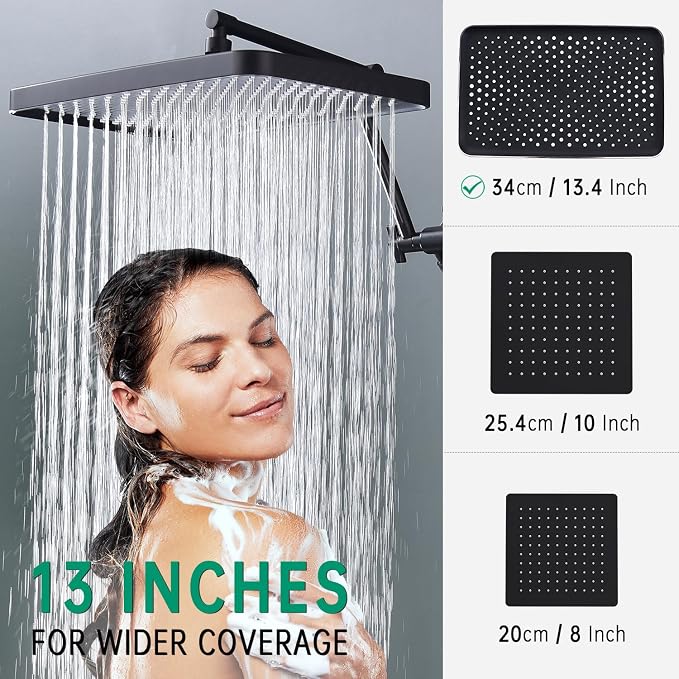 Shower Heads with Handheld Spray Combo, 13 Inches Rain Shower Head with 4 Mode - Image 2