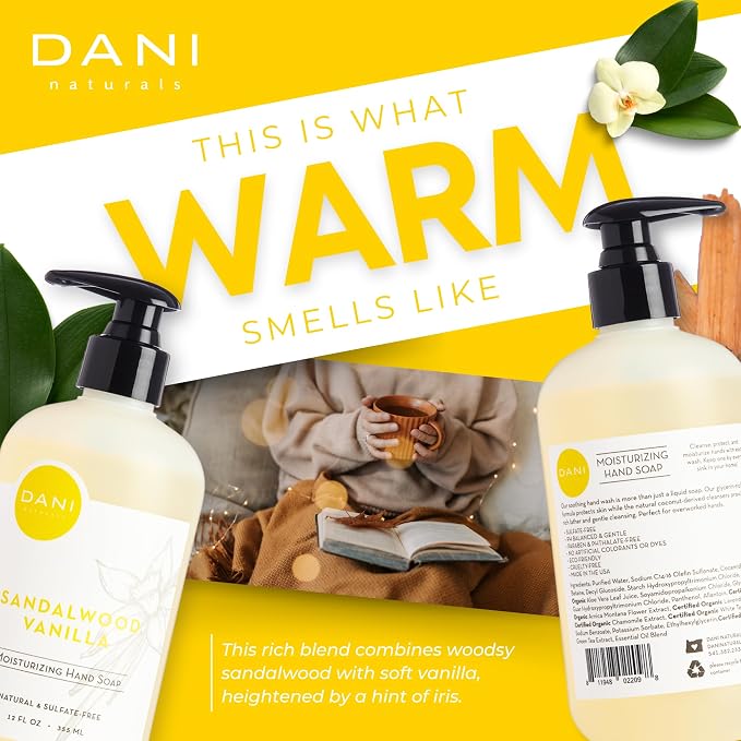 DANI Naturals Moisturizing Hand Soap – Sandalwood Vanilla Scent, Sulfate-Free & - Image 7