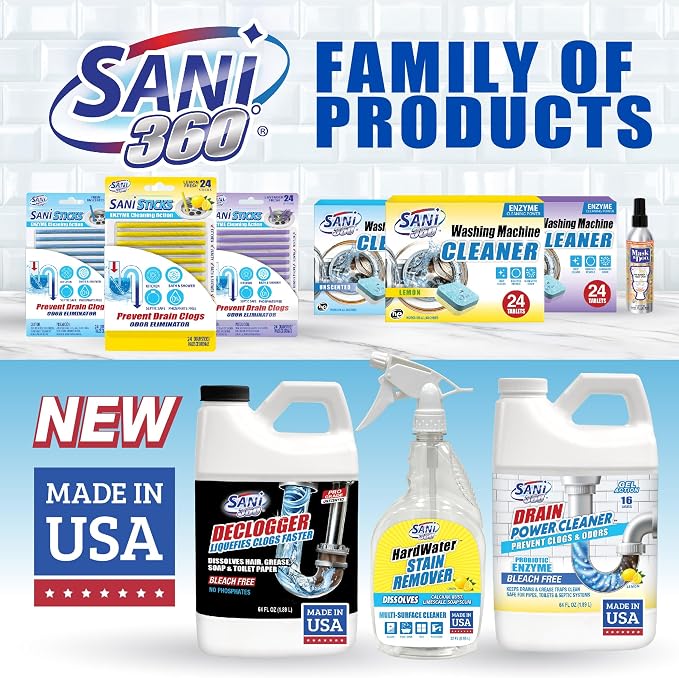 Sani 360° Declogger Dissolves Hair, Soap Scum, Toilet Paper. Drain Clog Remover - Image 8