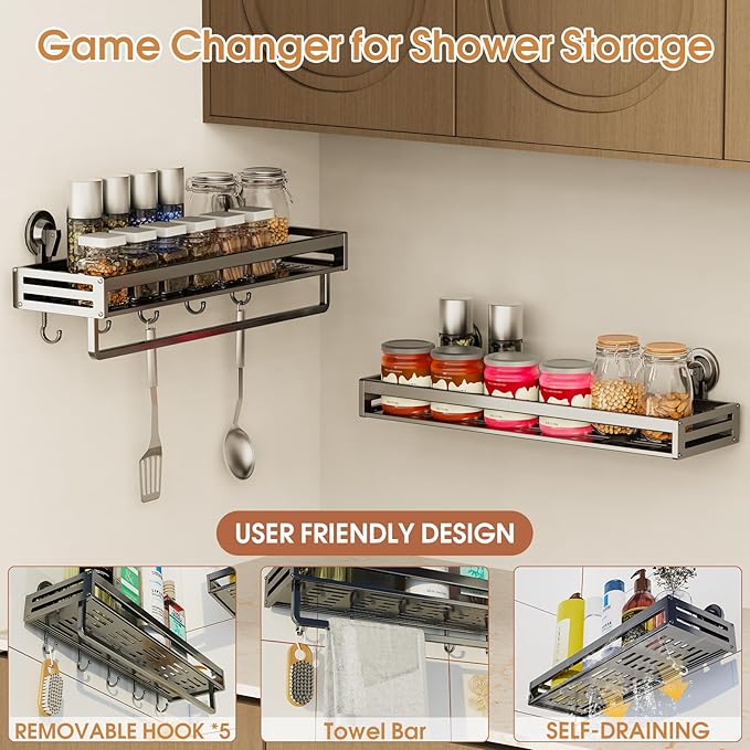 Shower Caddy Suction Cup, 15.7 inch Suction Shower Shelf - Image 4