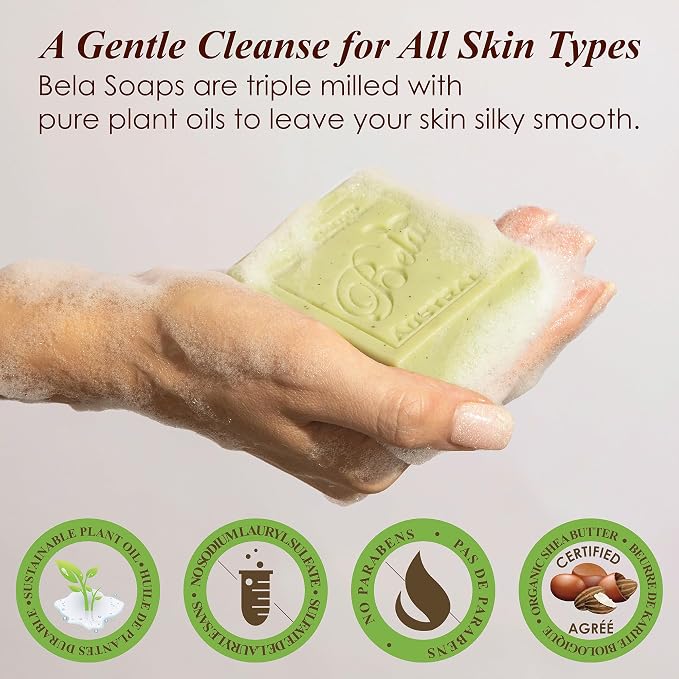 BELA Gardeners with Crushed Leaf and Bran Soap 3.3 OZ Pack of 6, Long Lasting - Image 3