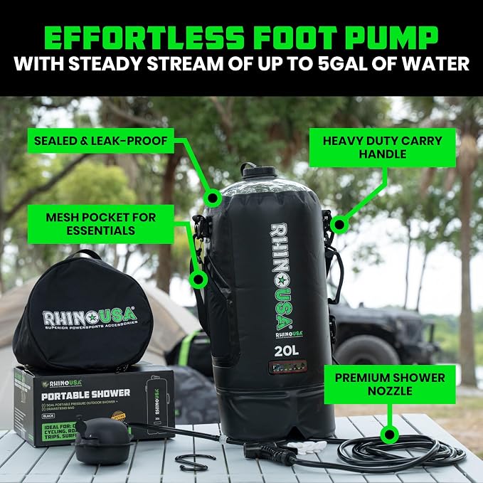 Rhino USA 5 Gal / 20L Portable Solar Camp Shower - Image 3