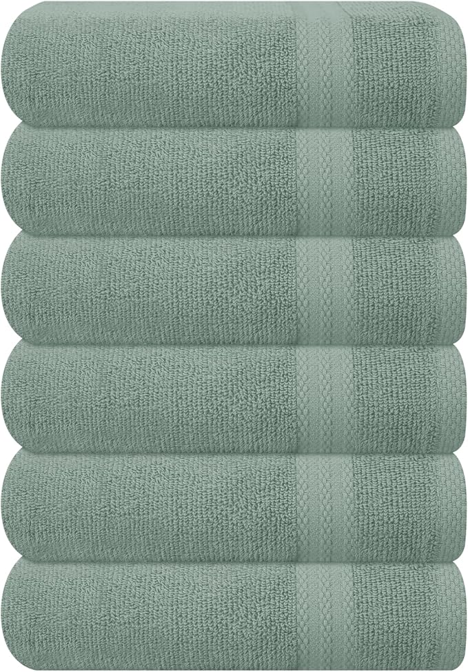GLAMBURG Ultra Soft 6-Piece Hand Towel Set 16x28-100% Ringspun Cotton by GLAMBURG