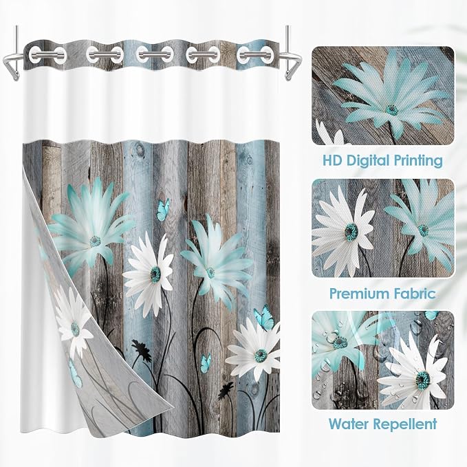 No Hook Rustic Farmhouse Shower Curtain - Image 4