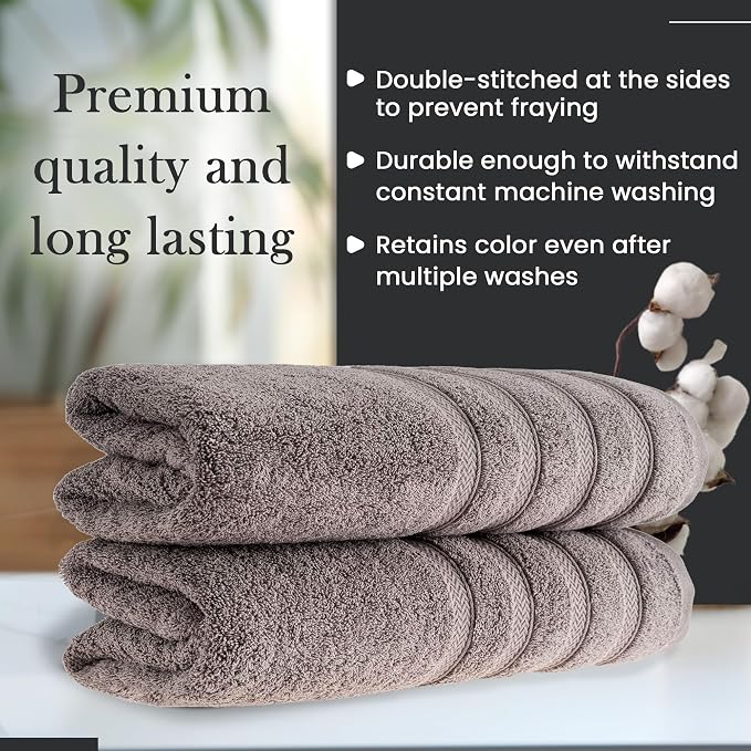 HALLEY Turkish 2 Pack Premium Bath Towels 650 GSM Highly Absorbent Super Soft - Image 5