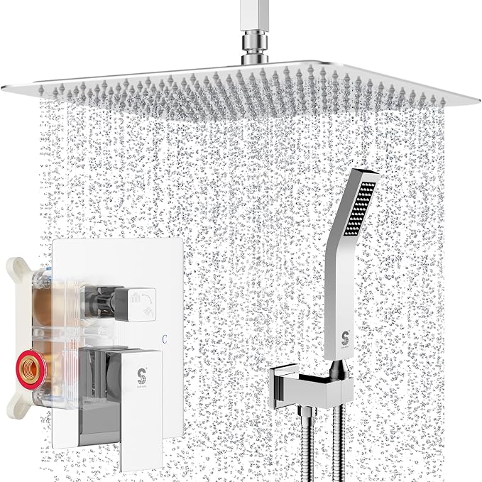 SR SUN RISE 16 Inches Polished Chrome Shower Faucet System Bathroom Luxury Rain - Image 9
