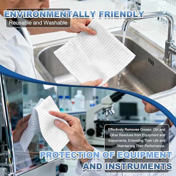 Anti-Static Microfiber Wipes 9"x9" Lint Free Cloths Reusable Special ESD - Image 5