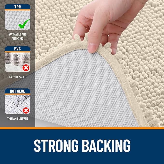 OLANLY Bathroom Rugs 30x20, Extra Soft Absorbent Chenille Bath Rugs, Rubber - Image 7