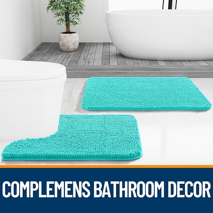 OLANLY Bathroom Rugs 59x24, Extra Soft Absorbent Chenille Bath Rugs, Rubber - Image 7