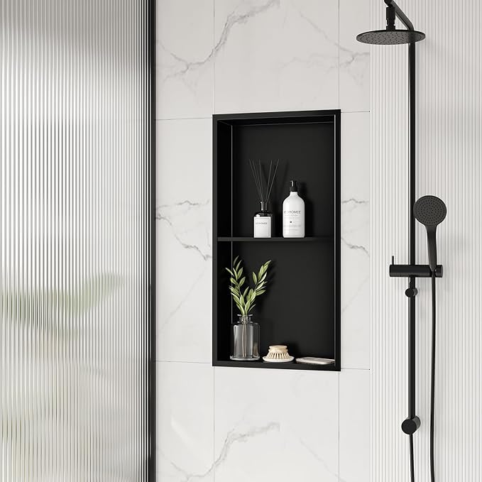 Neodrain No Tile Shower Niche, Stainless Steel Wall Niche 13.1"X25.1", Two-Tier by Neodrain