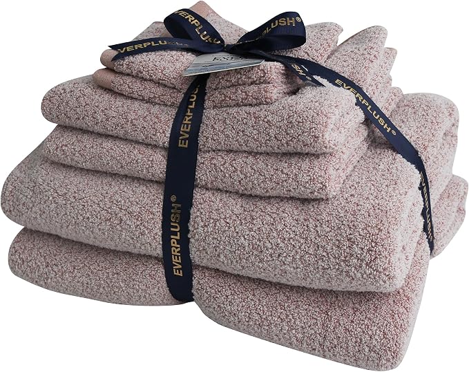 Everplush Diamond Jacquard 6 Pieces Bath Towel Set, Luxury Super Soft Oversized - Image 6