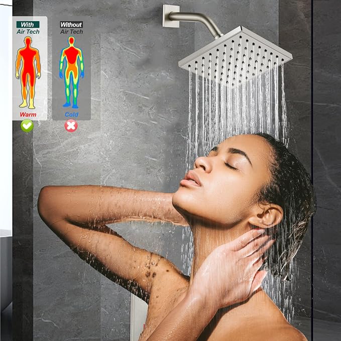 Heyalan Bathtub Shower Faucet Set, 6 Inch Square Trim Kit - Image 8